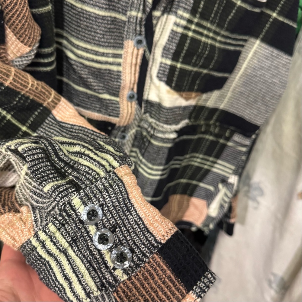 NWT Free People We The Free Cozy In Plaid Shirt - Black And White Combo - XS - Picture 10 of 12